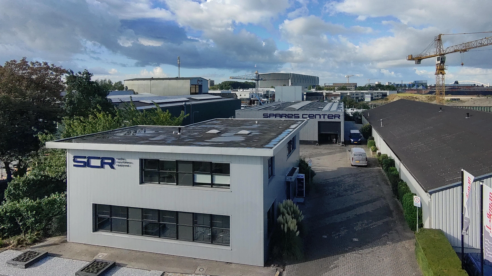 Spares Center warehouse — drone view